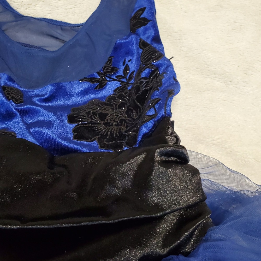 Weissman Navy Blue Black Tulle Ballet Dance Leotard Costume Girl MC 10 12 - Picture 7 of 11